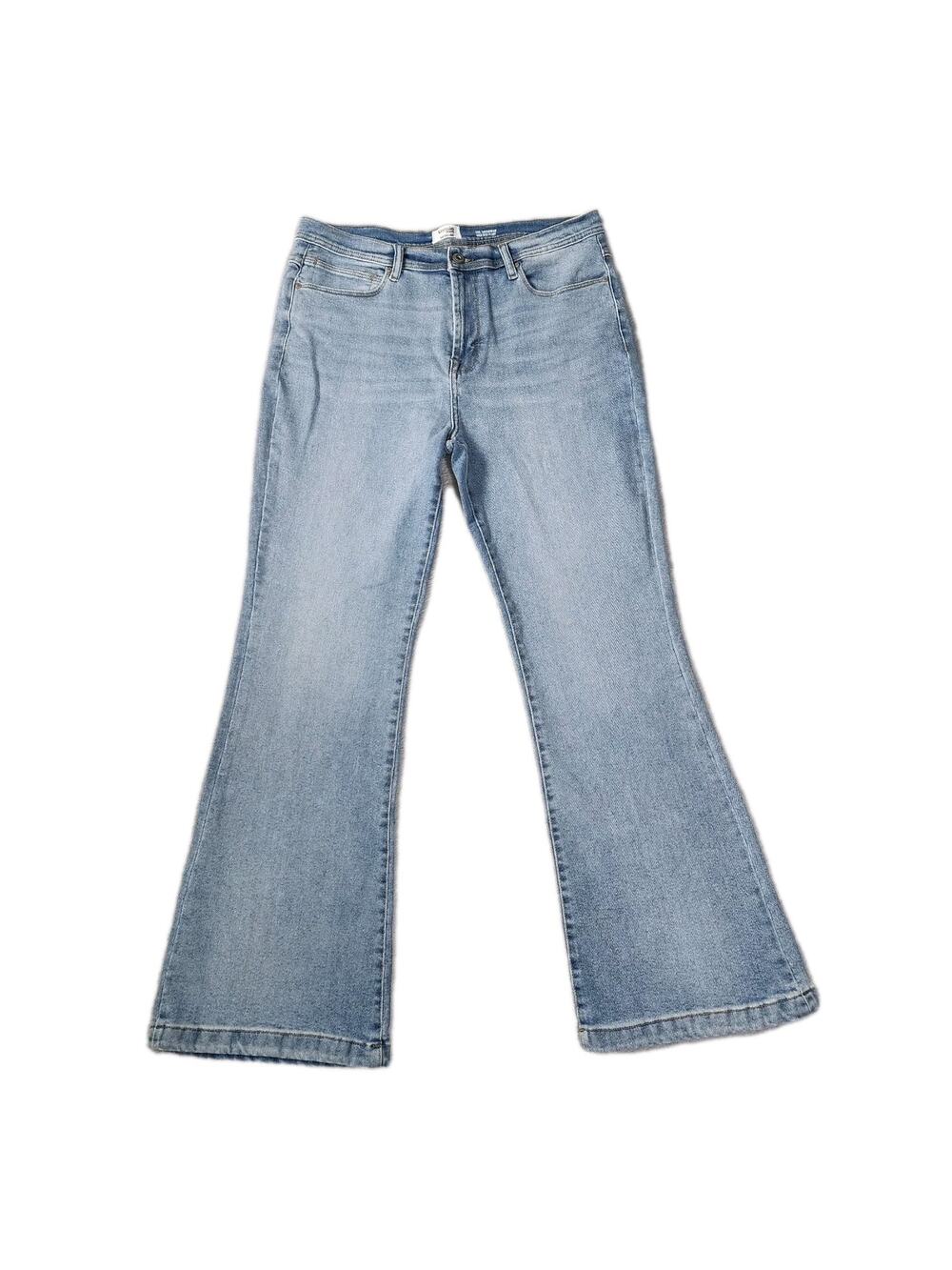Kensie Jeans Savannah High Rise Flare Light Wash Blue Denim Womes 14 / 32